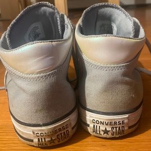grey all star converse mids with shiny label